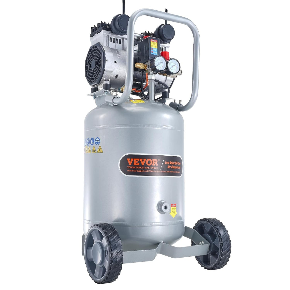 VEVOR Compresseurs d'air, 17,5'' x 16,5'' x 33,3'' / 445 × 420 x 845 mm, 2 CV, 49 L, 8 bar, Gris/Bleu