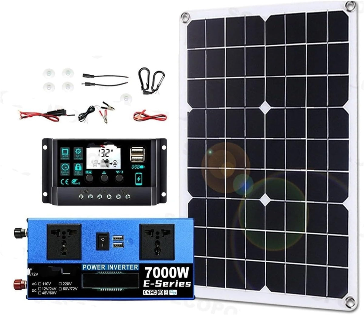 AVFORA onduleur, 480*280 mm, détection automatique 12 V/24 V., 7000 W, 12 V, 24 V, Noir/Bleu